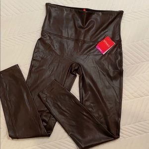 Faux leather SPANX; dark brown, XL; NWT